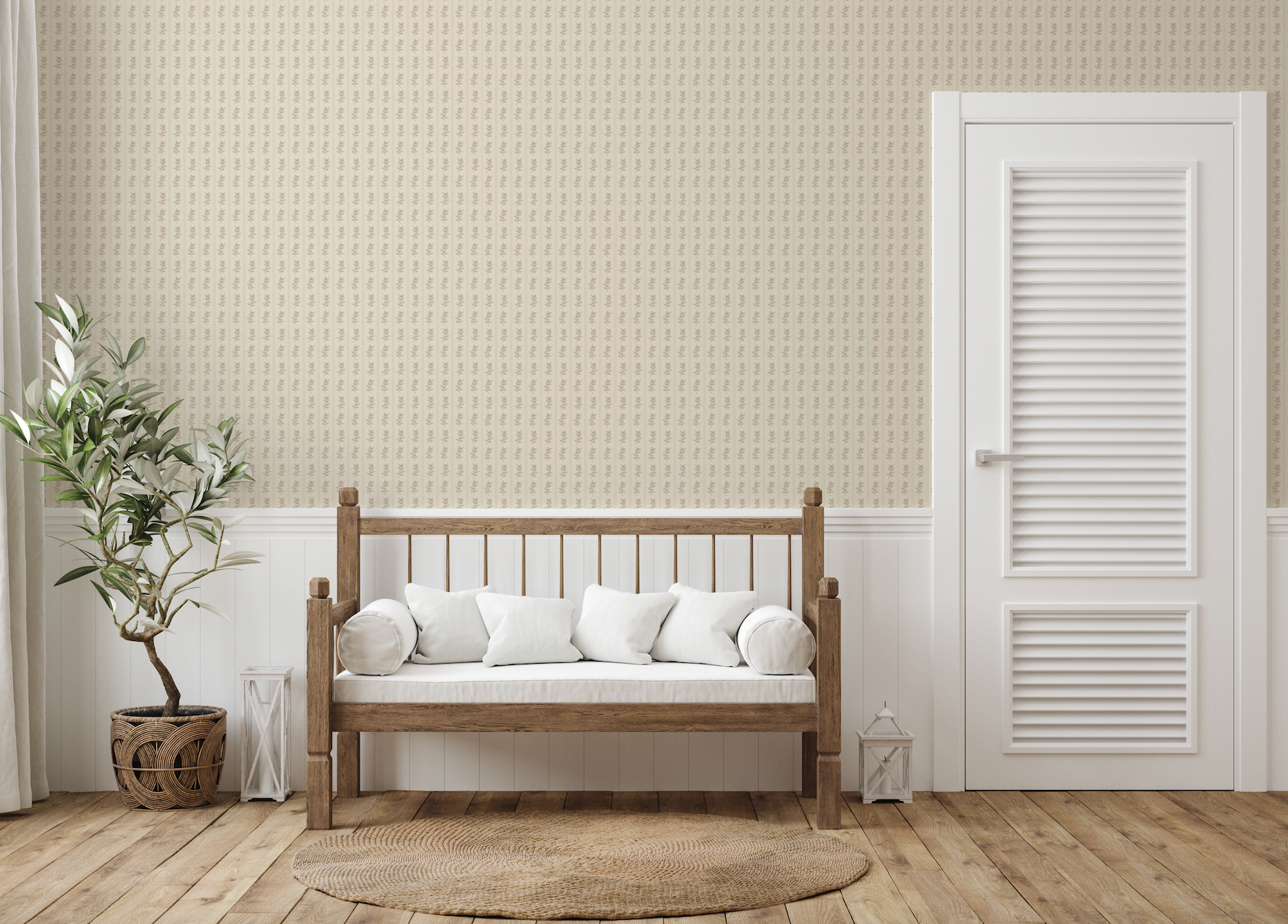Poet Traditional Removable Wallpaper - Beige & Taupe