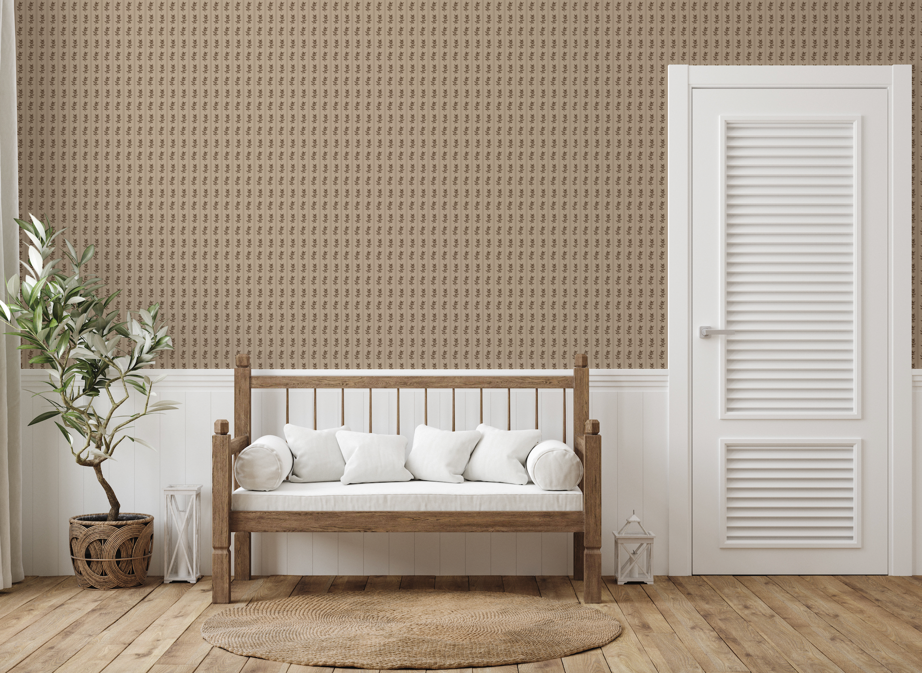 Poet Traditional Removable Wallpaper - Beige & Taupe