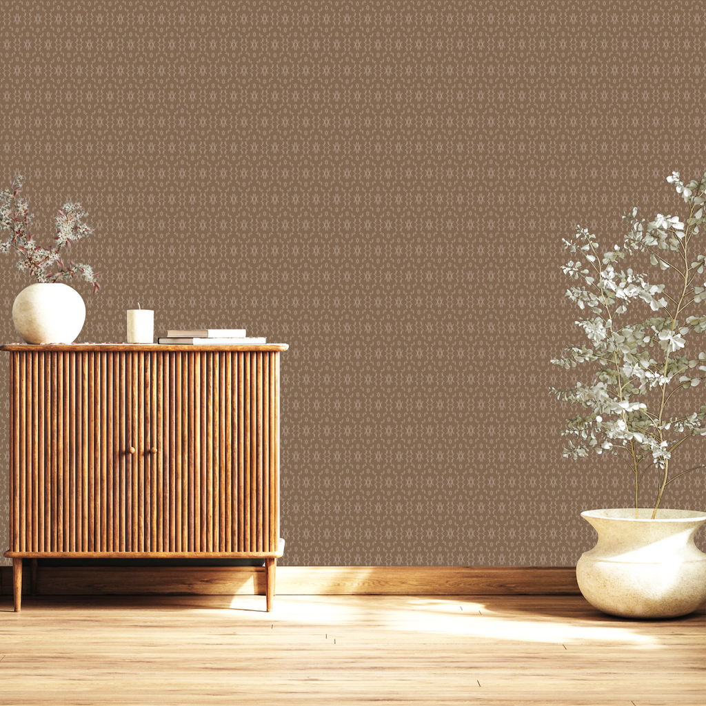 Zara Tan and Brown Geometric Bohemian Wallpaper