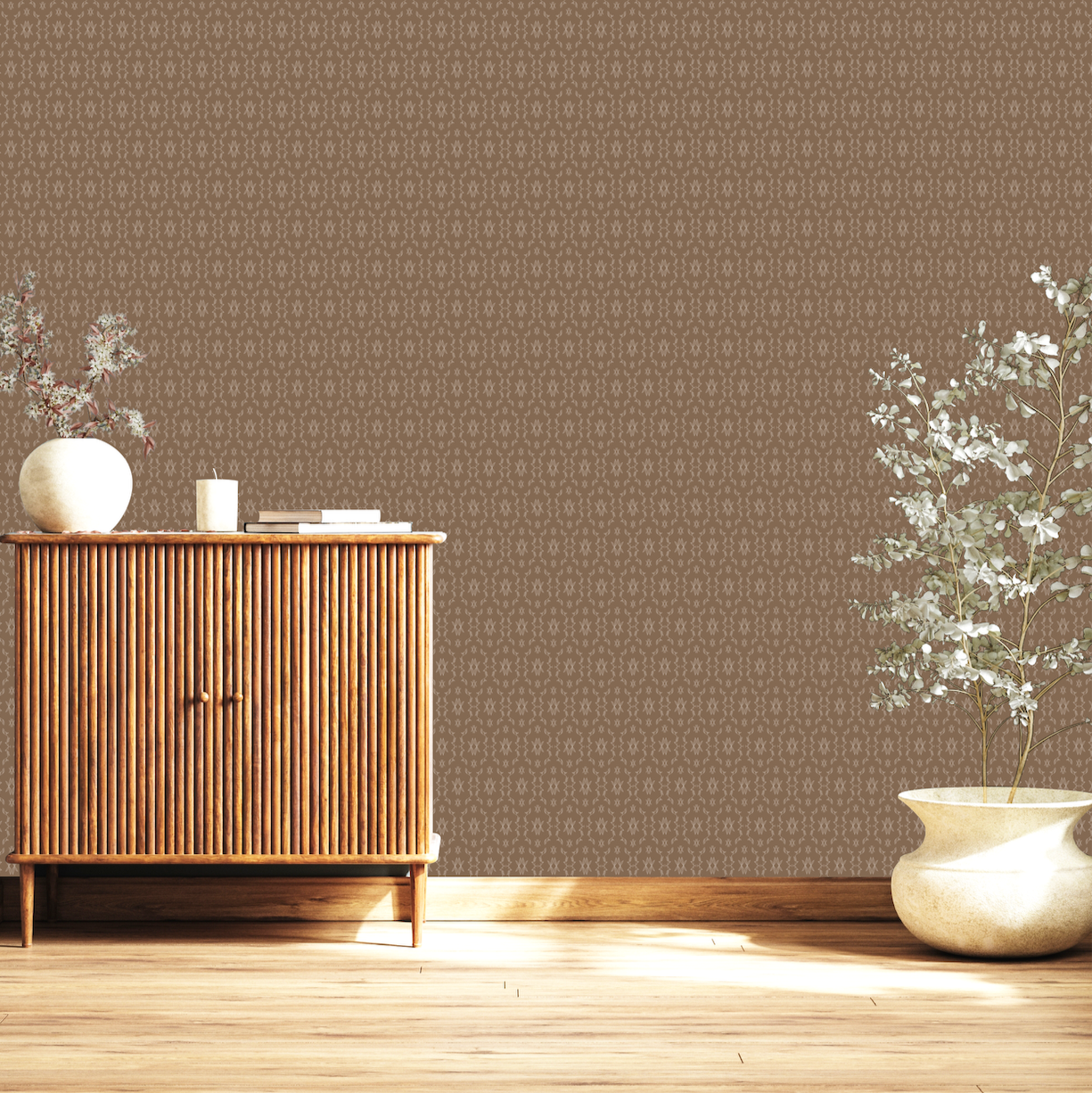 Zara Tan and Brown Geometric Bohemian Wallpaper