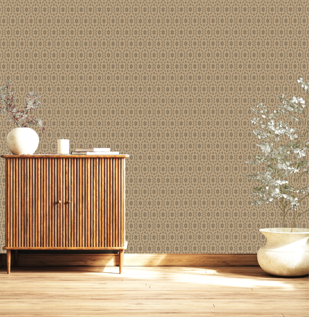 Zara Tan and Brown Geometric Bohemian Wallpaper
