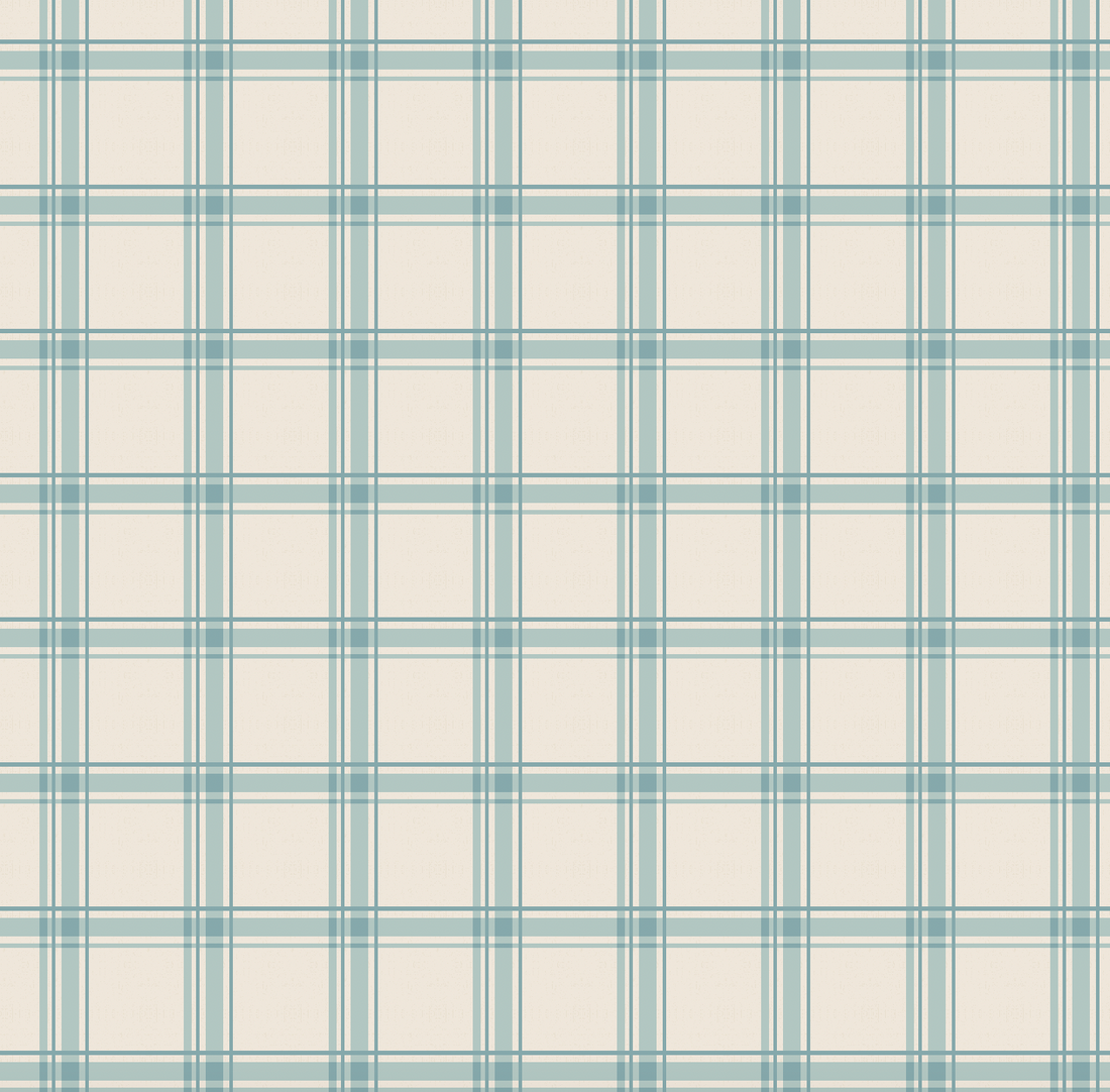 Chad Plaid Wallpaper in Cream and Blue - Modern Farmhouse Decor
