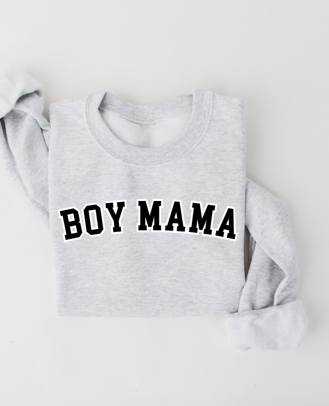 Boy Mama Varsity Outline Pullover - Comfortable Women's Knit Top