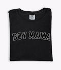 Black Boy Mama varsity graphic tee with crew neckline and relaxed fit