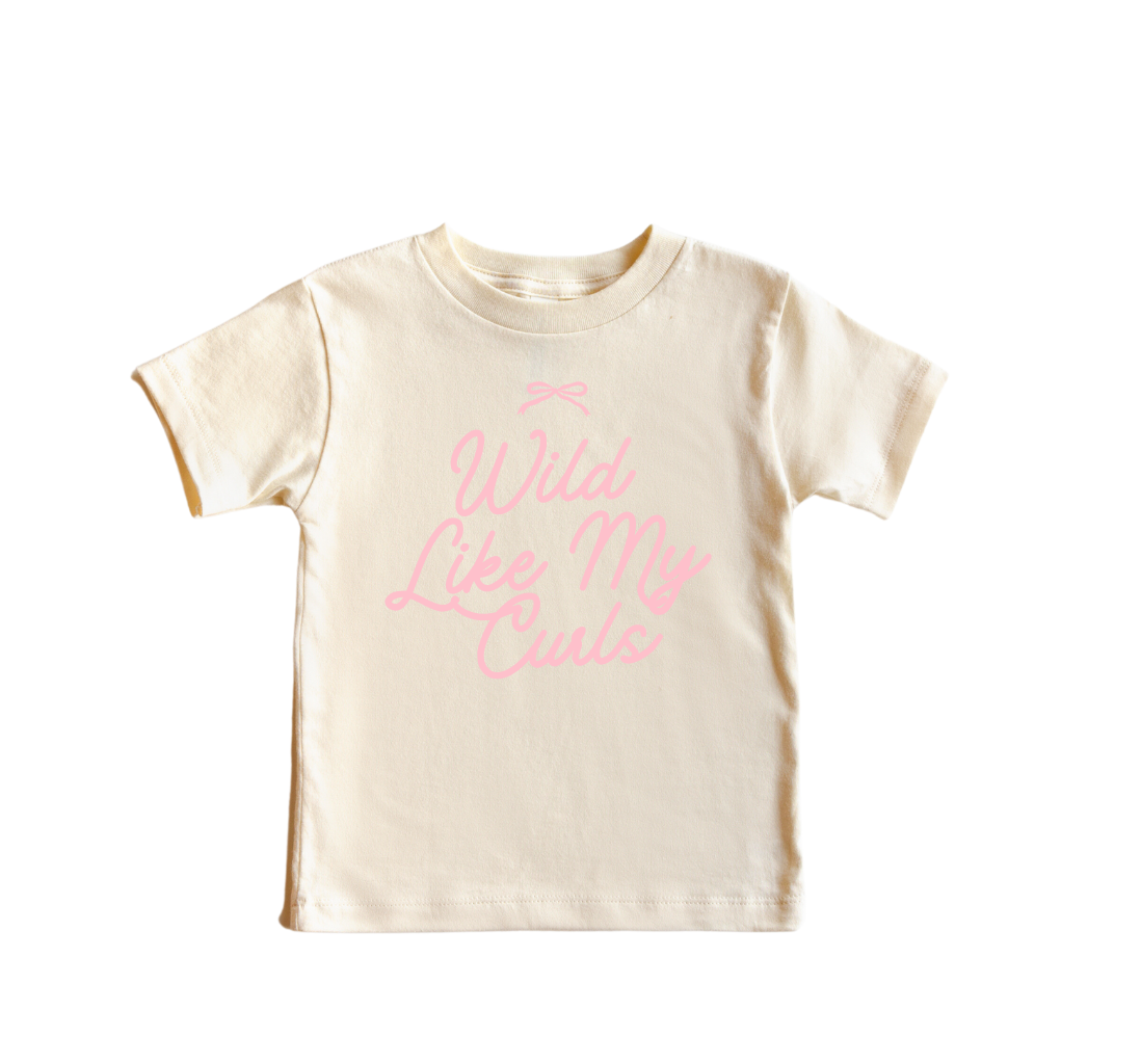 Wild Like My Curls Bow Kids Graphic Tee - Soft Cotton Casual Top
