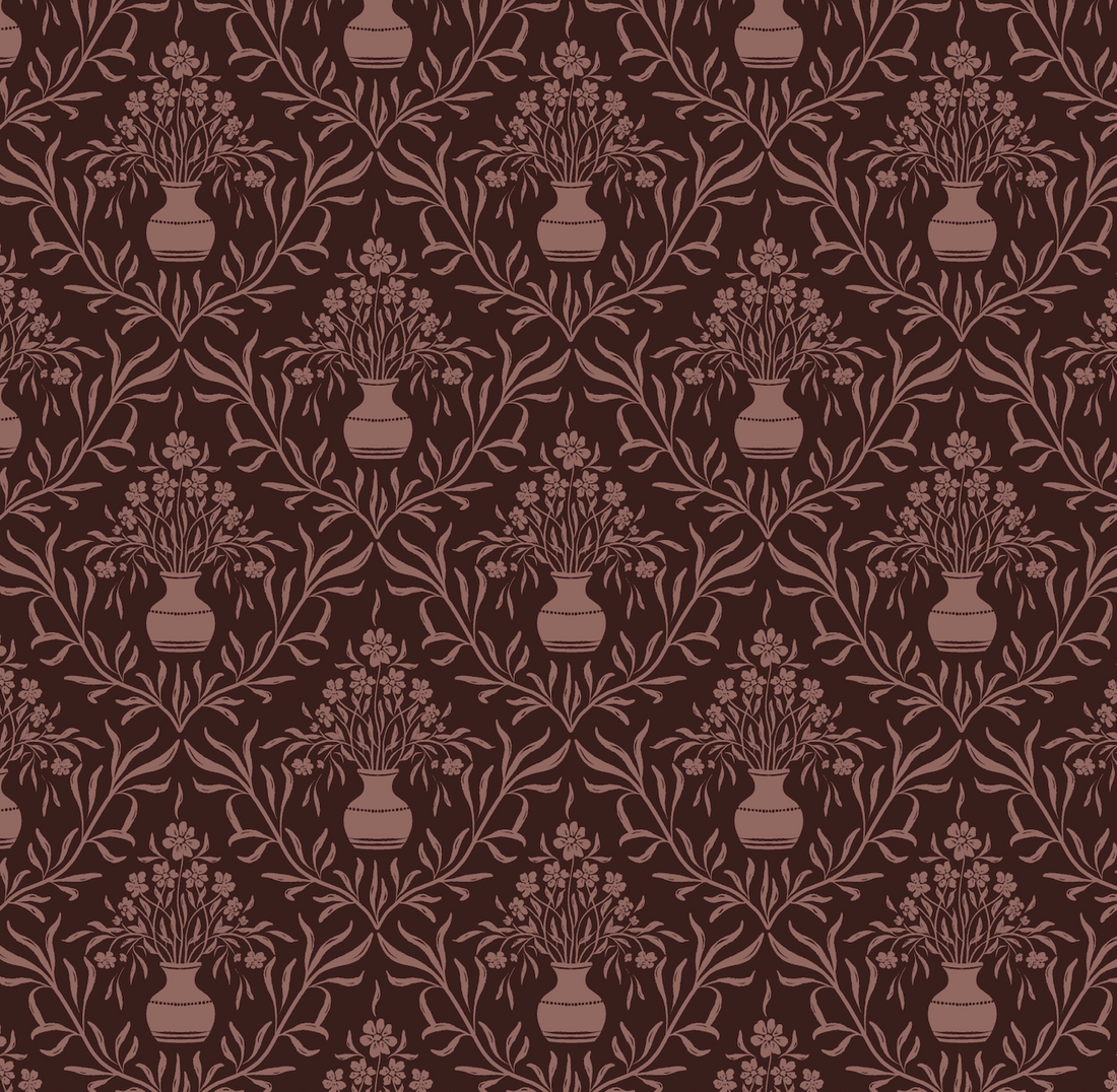 Adela Grey and White Floral Transitional Wallpaper