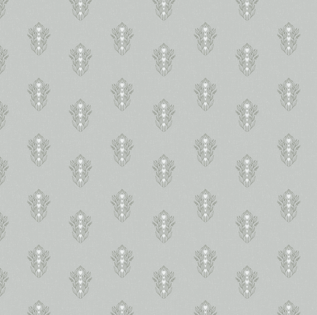 Leonore Minimalist Wallpaper - Green, Grey & White Scandinavian