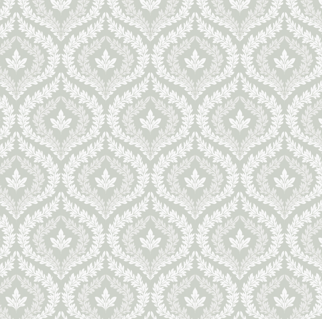 Harrison Geometric Wallpaper - Dark-Green & White Vintage Style