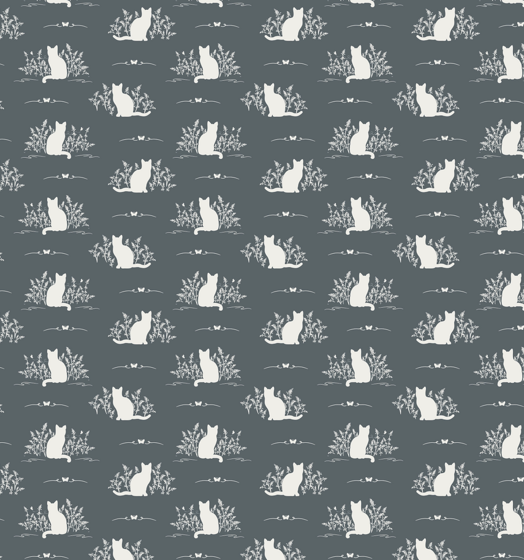 Berlioz Grey and White Whimsical Minimalist Wallpaper