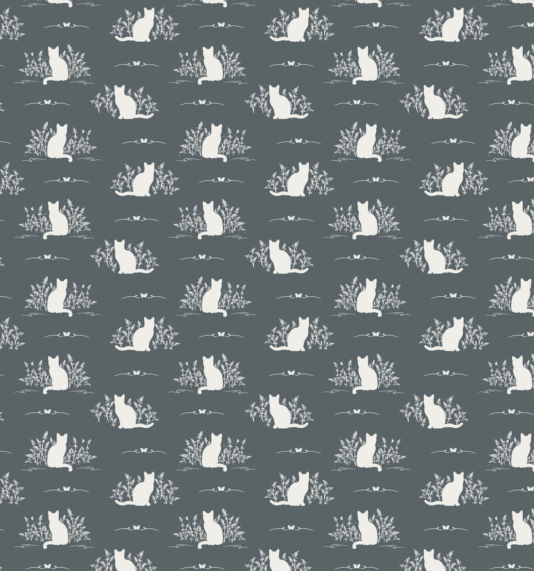 Berlioz Grey and White Whimsical Minimalist Wallpaper