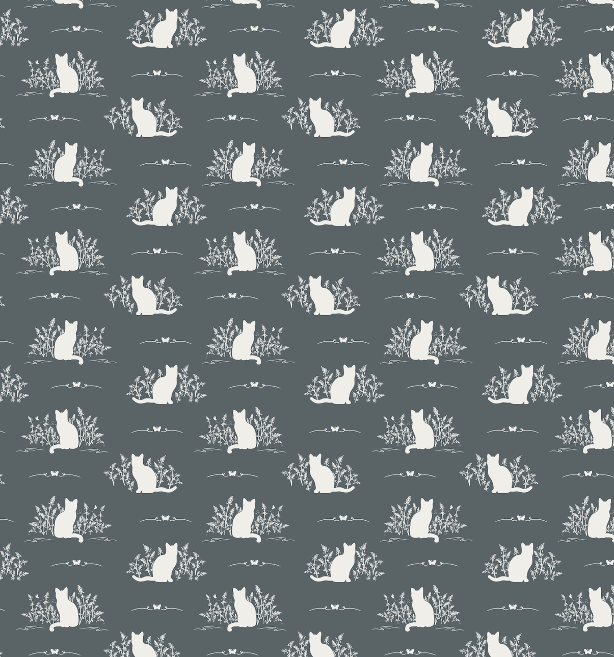 Berlioz Grey and White Whimsical Minimalist Wallpaper