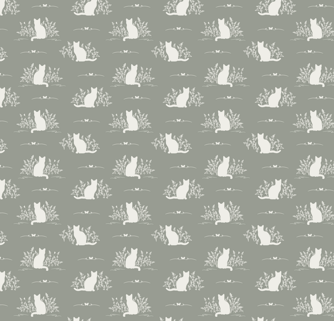 Berlioz Grey and White Whimsical Minimalist Wallpaper