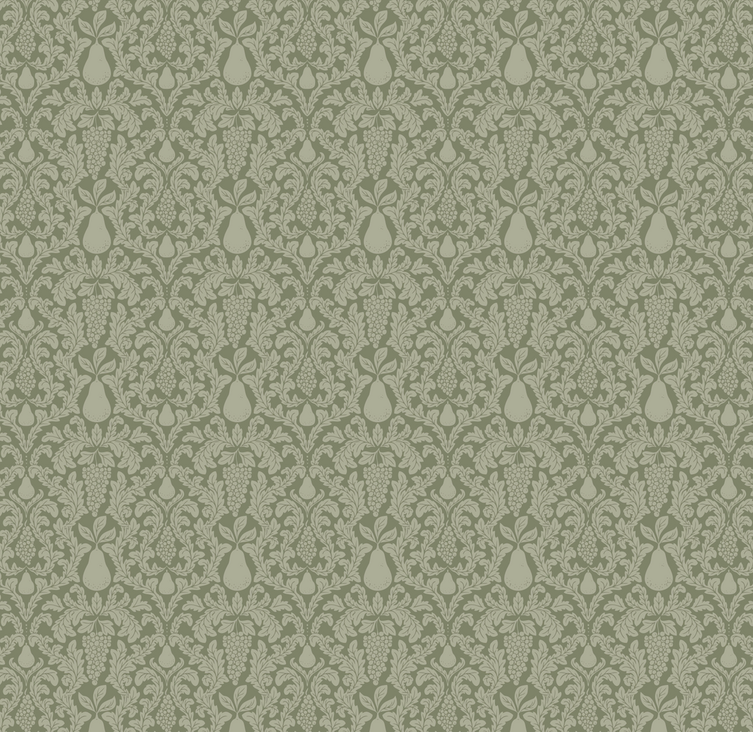 Felipe Botanical Vintage Wallpaper in Olive and Sage Green