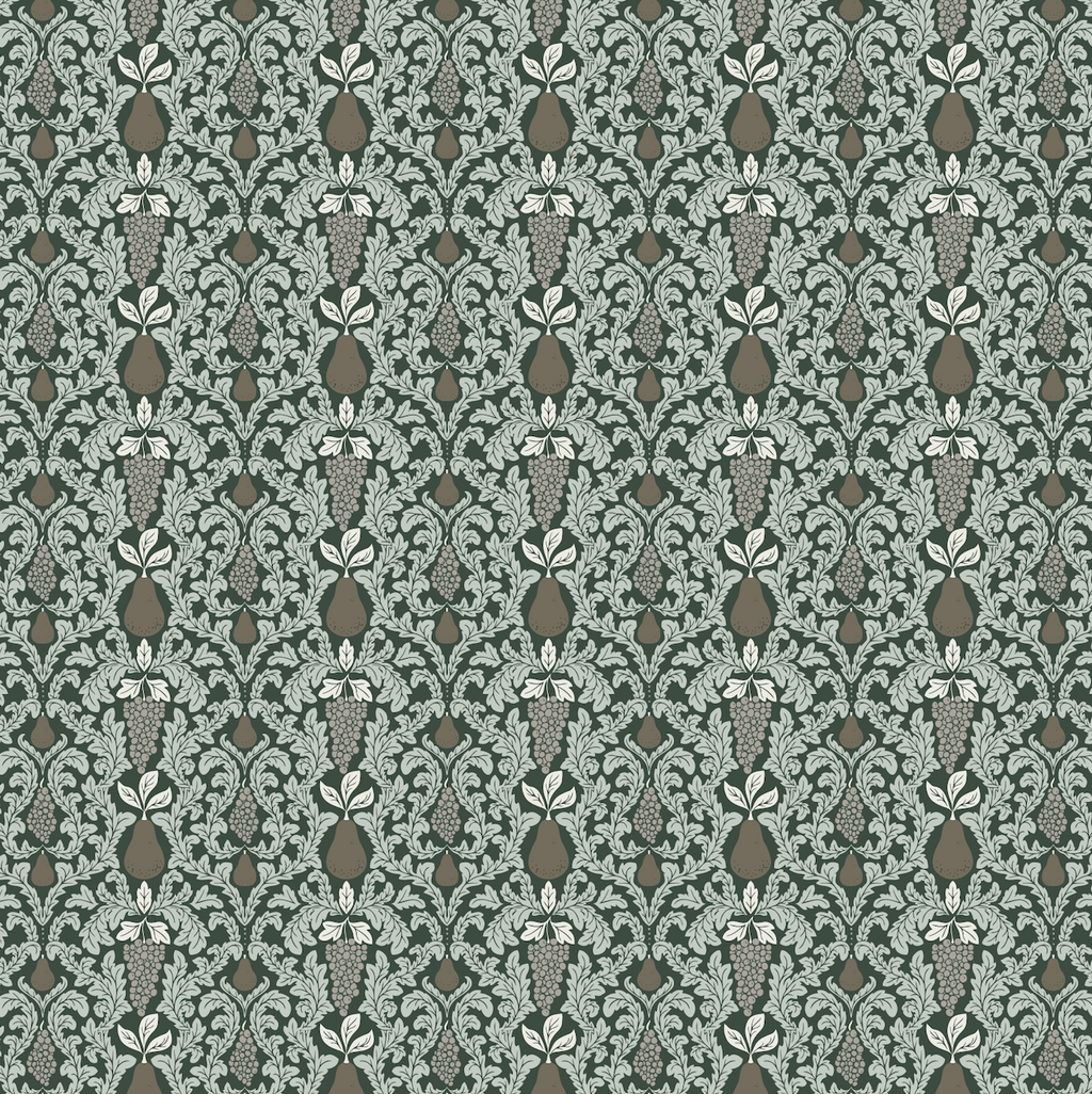 Felipe Botanical Vintage Wallpaper in Olive and Sage Green