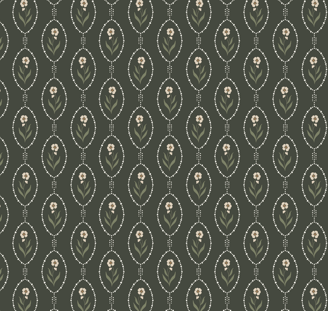 Isabella Floral Wallpaper - White, Brown & Taupe Vintage Style