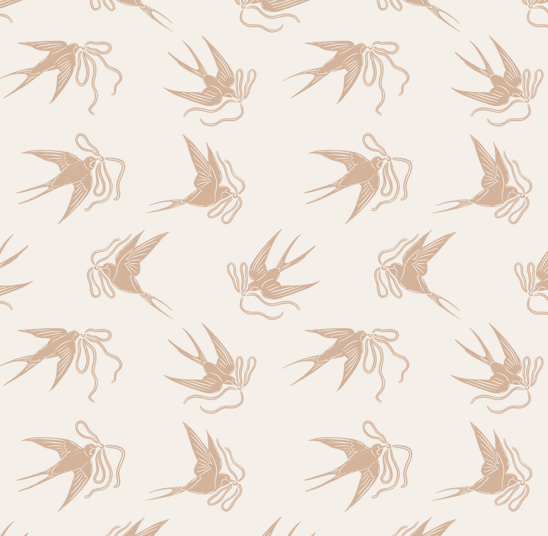 Sloane Floral Wallpaper in Soft Pastel Blue-Grey and Sage-Green