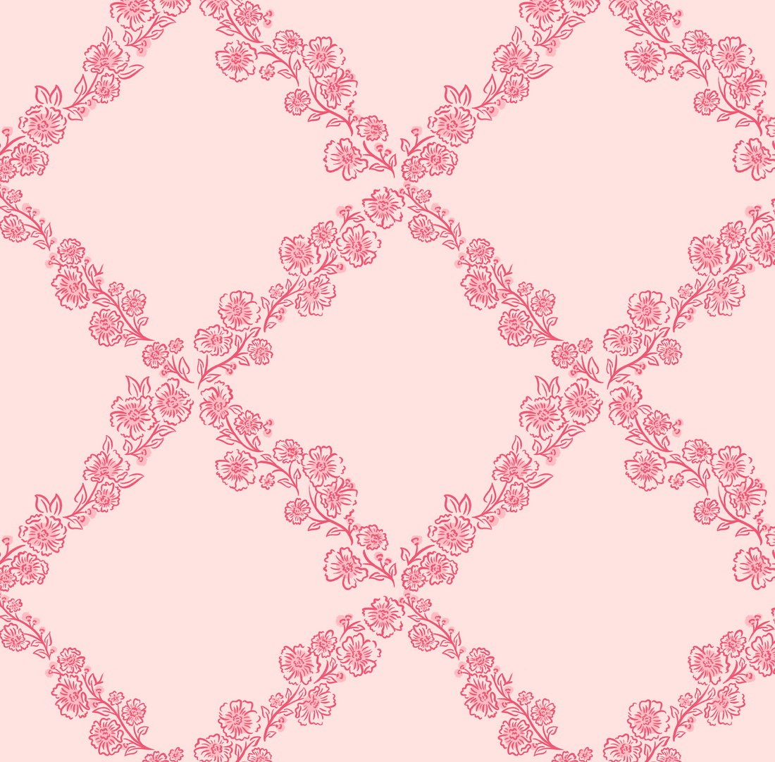 Pepper Floral Wallpaper in Blue, White and Beige - Traditional