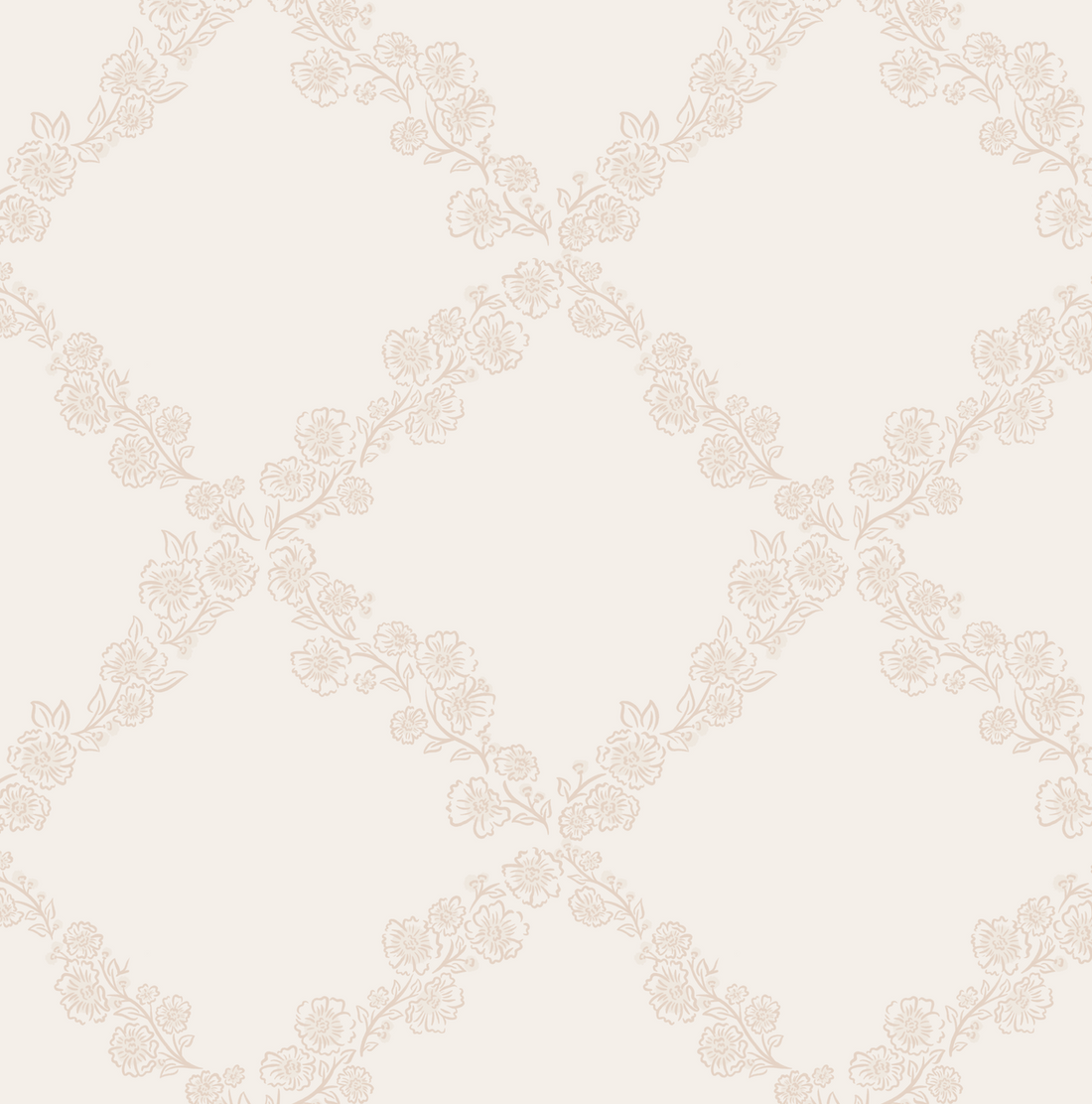 Pepper Floral Wallpaper in Blue, White and Beige - Traditional