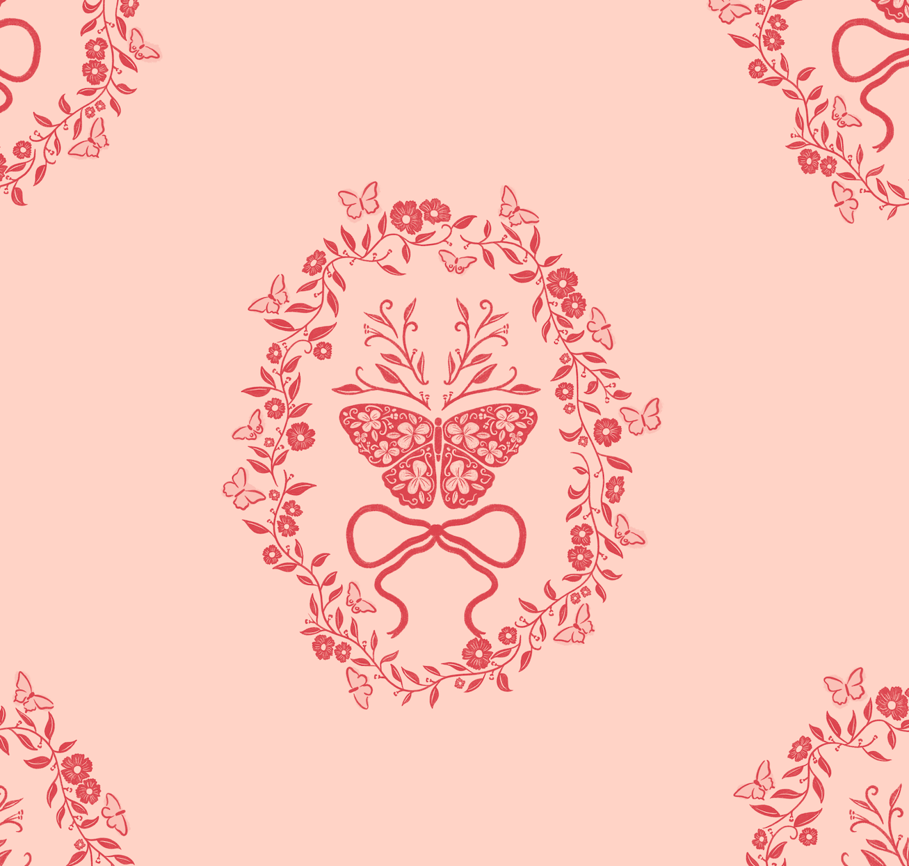 Mallory Sage Green and Blush Pink Floral Wallpaper