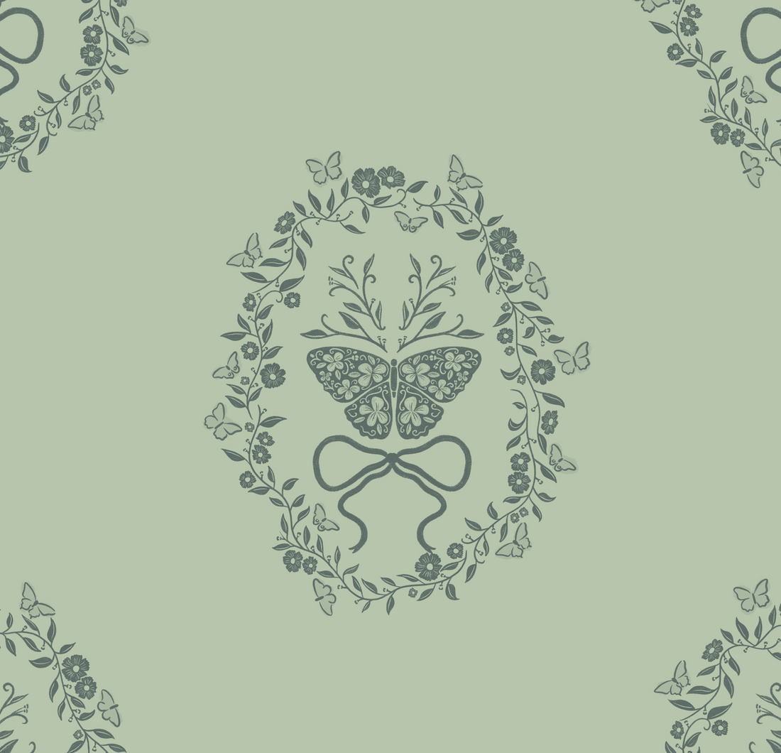 Mallory Sage Green and Blush Pink Floral Wallpaper