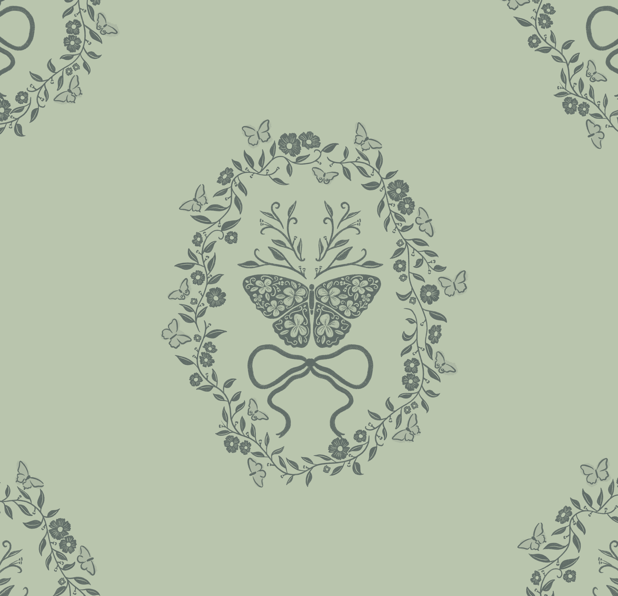 Mallory Sage Green and Blush Pink Floral Wallpaper