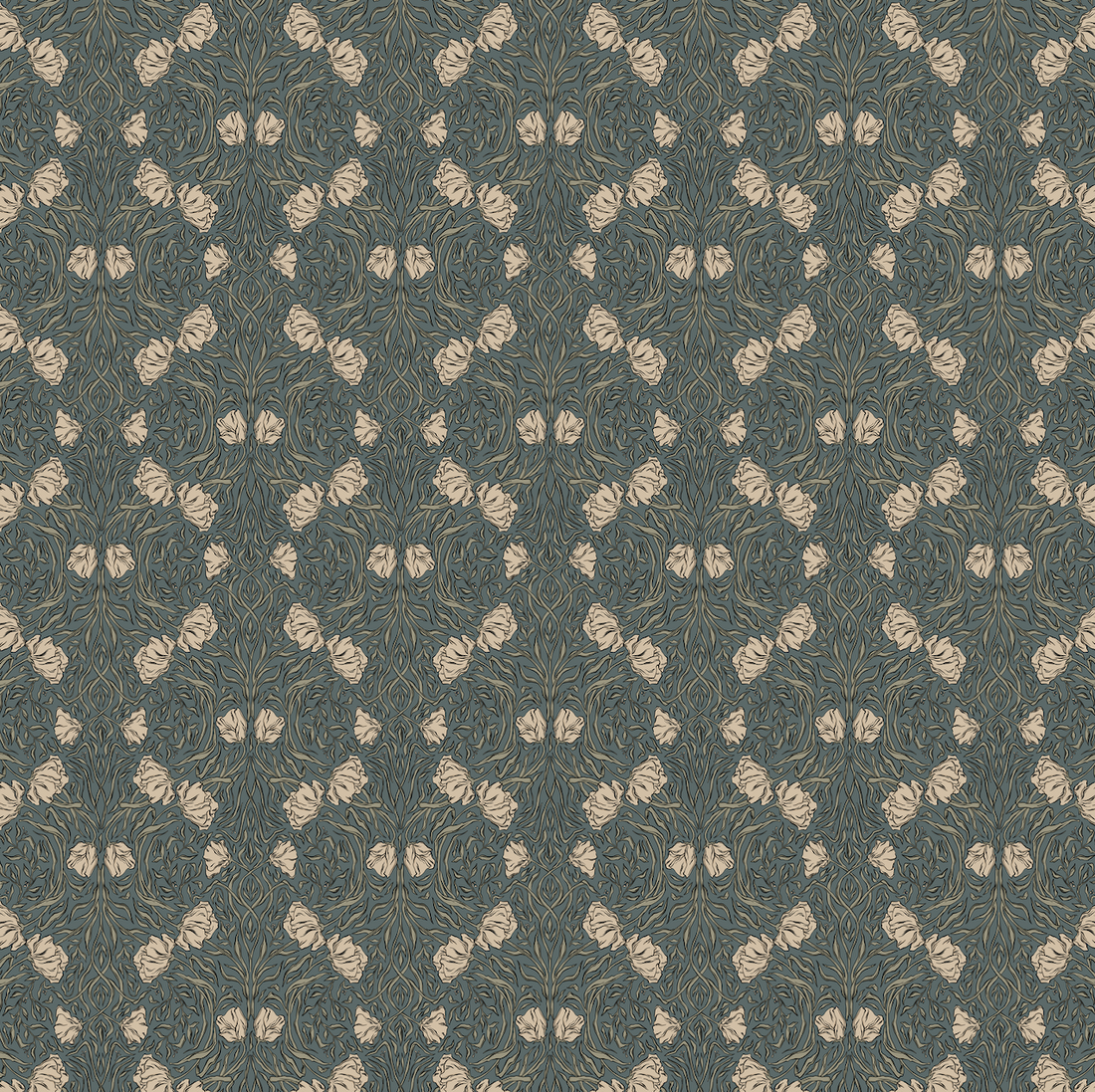 Amberly Floral Wallpaper: Traditional Botanical Green & Cream