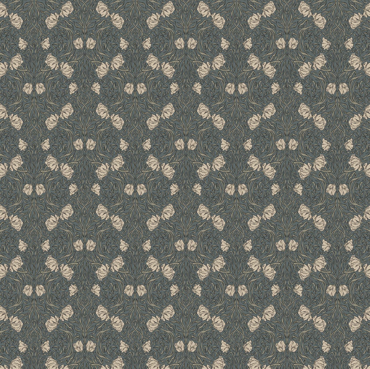Amberly Floral Wallpaper: Traditional Botanical Green & Cream