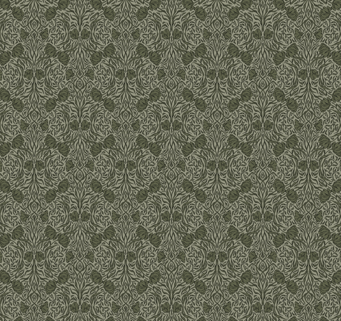 Amberly Floral Wallpaper: Traditional Botanical Green & Cream