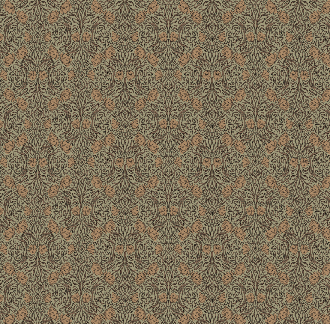 Amberly Floral Wallpaper: Traditional Botanical Green & Cream