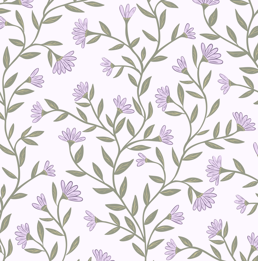 Kali Floral Wallpaper in Light Blue, Sage Green and White