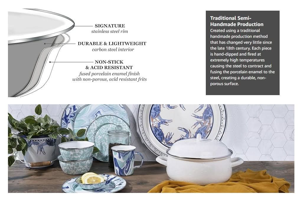 Modern Monet Square Enamelware Trays - Set of 2 Oven-Safe Serveware