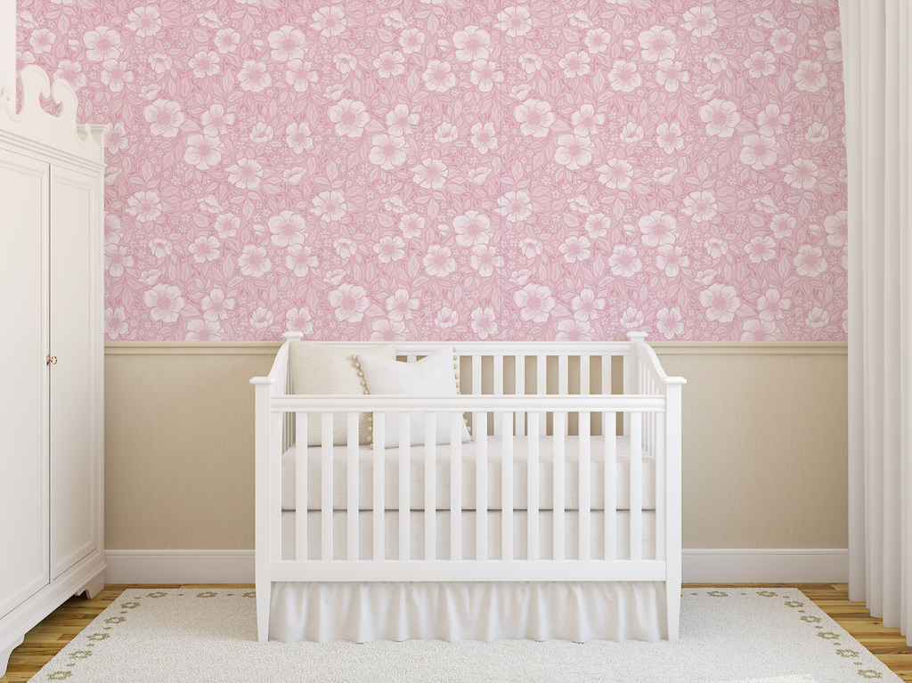 Abby Floral Removable Wallpaper in Lavender, Pink & Sage-Green