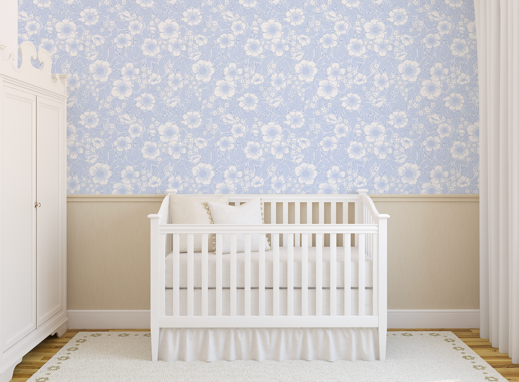 Abby Floral Removable Wallpaper in Lavender, Pink & Sage-Green