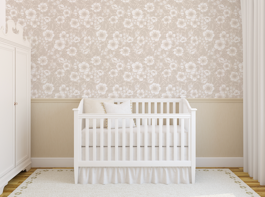 Abby Floral Removable Wallpaper in Lavender, Pink & Sage-Green