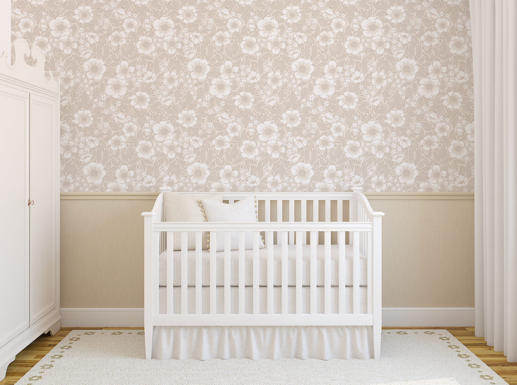 Abby Floral Removable Wallpaper in Lavender, Pink & Sage-Green