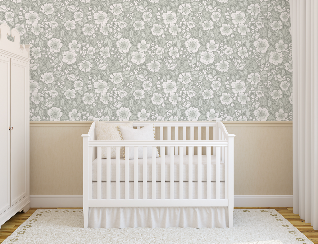 Abby Floral Removable Wallpaper in Lavender, Pink & Sage-Green