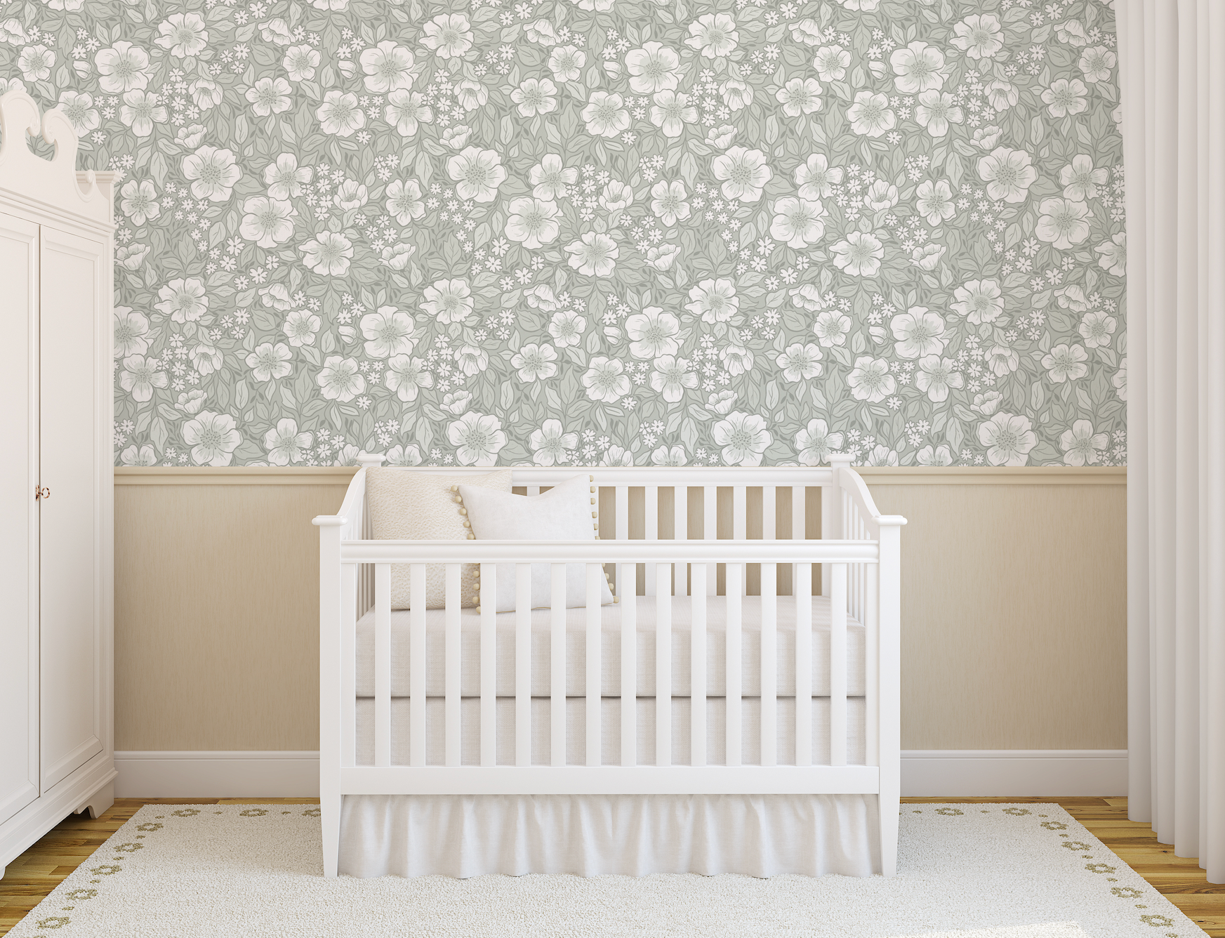 Abby Floral Removable Wallpaper in Lavender, Pink & Sage-Green