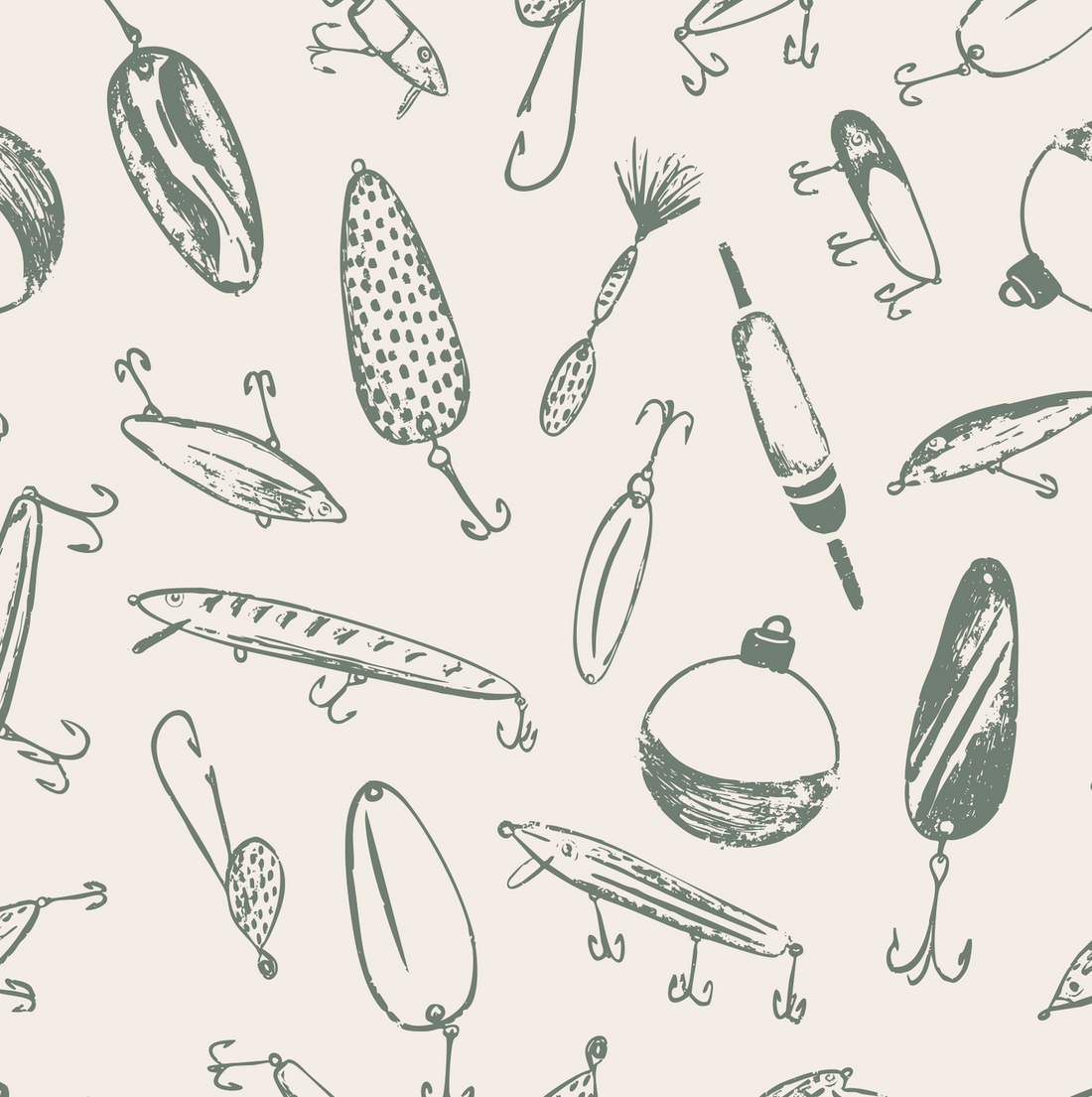 Bait Removable Peel and Stick Wallpaper by Kim Hallquist Designs