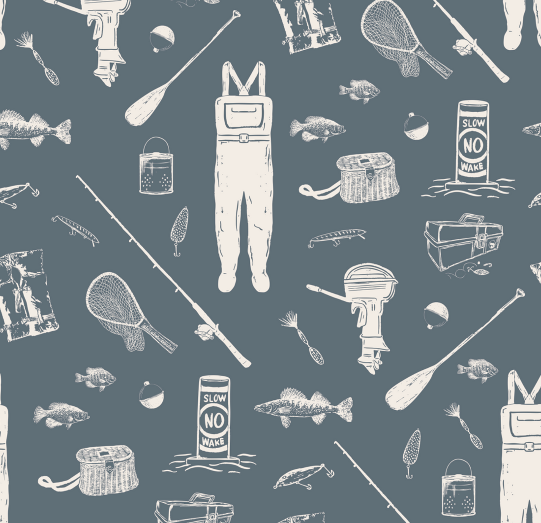 Moby Nautical Removable Wallpaper in Navy, Olive, and Terracotta