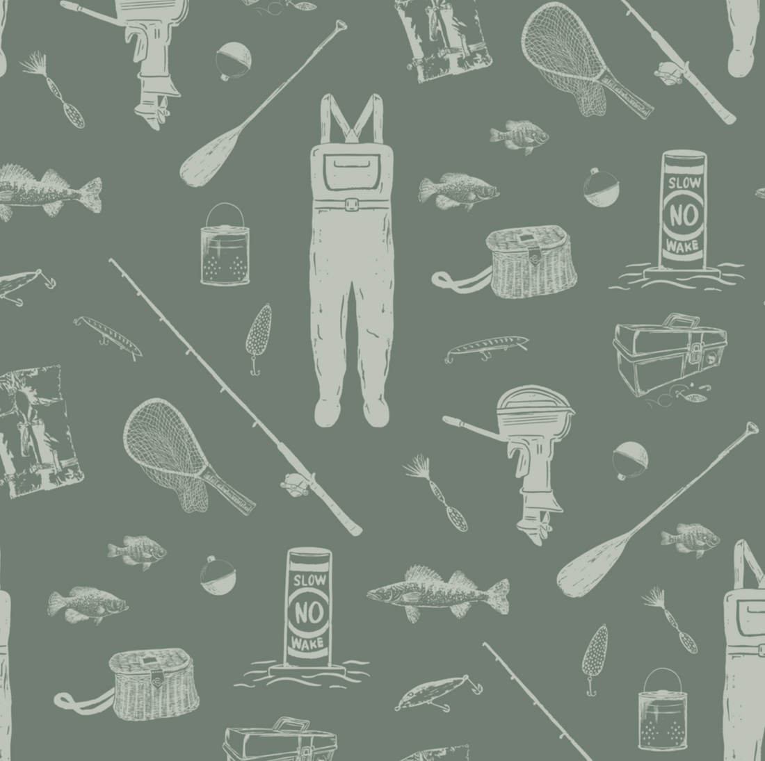 Moby Nautical Removable Wallpaper in Navy, Olive, and Terracotta