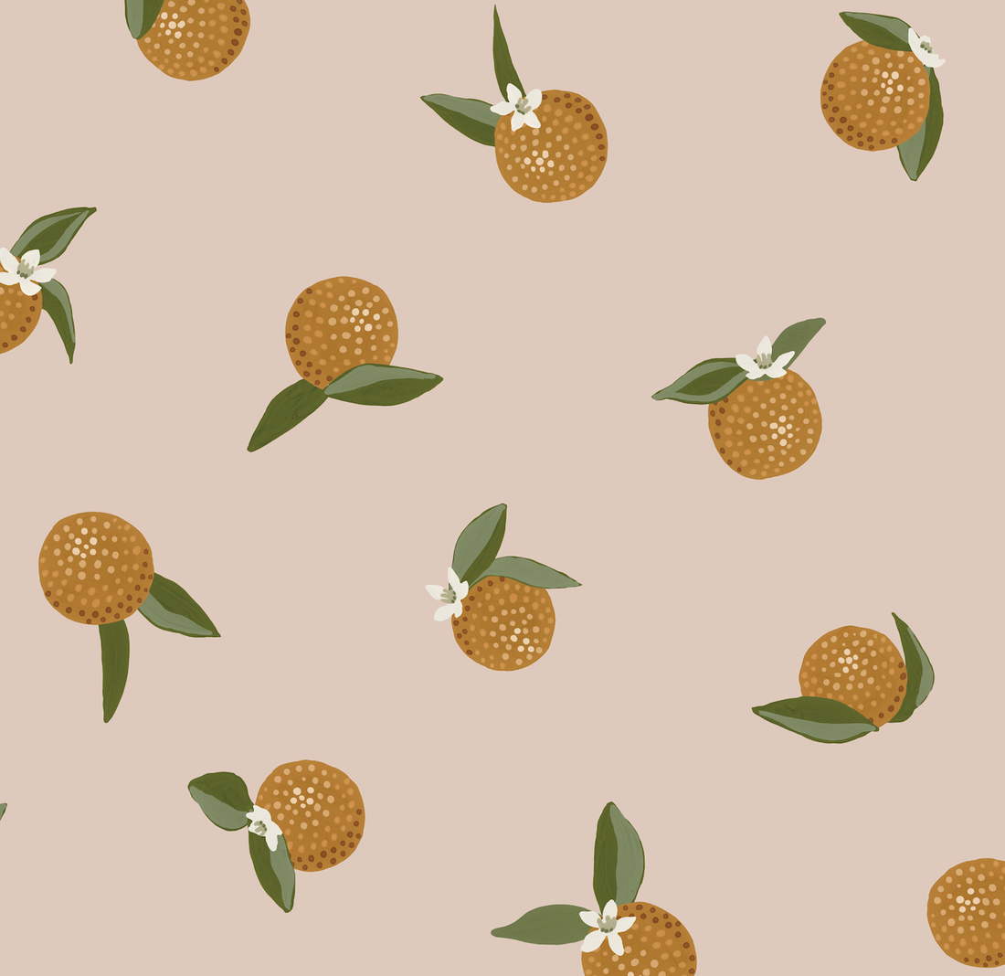 Roe Floral Removable Wallpaper in Orange, White, Cream, Dark-Red