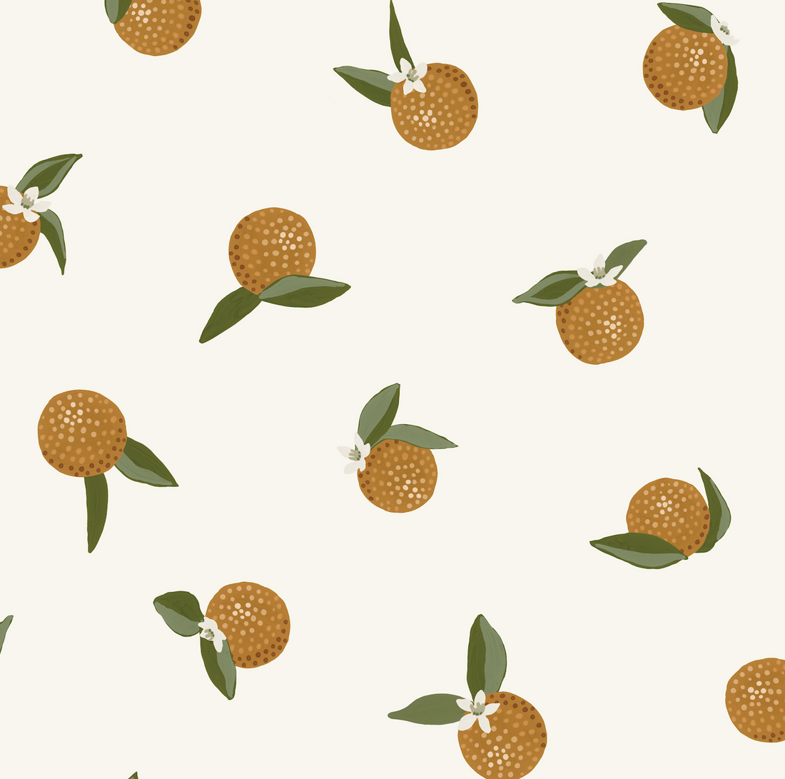 Roe Floral Removable Wallpaper in Orange, White, Cream, Dark-Red