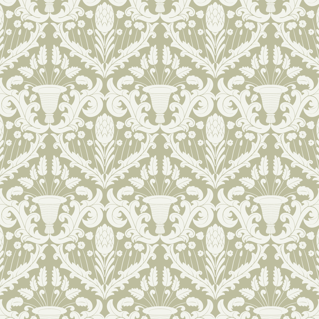 Giselle Floral Wallpaper in Beige and Cream Traditional Print