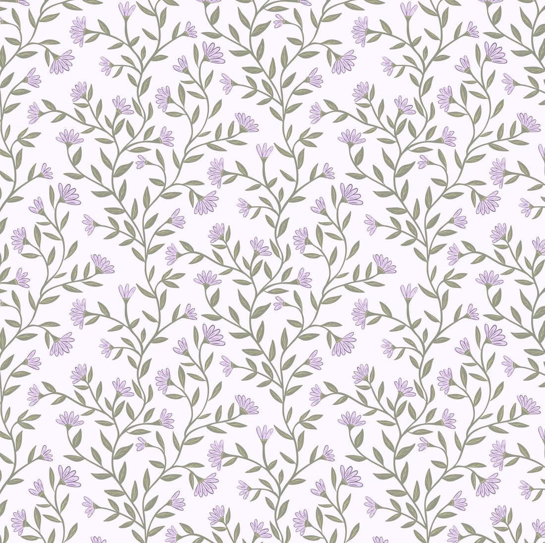 Kali Floral Wallpaper in Light Blue, Sage Green and White