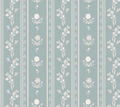 Delphine Floral Removable Wallpaper in White, Sage-Green & Slate-Blue