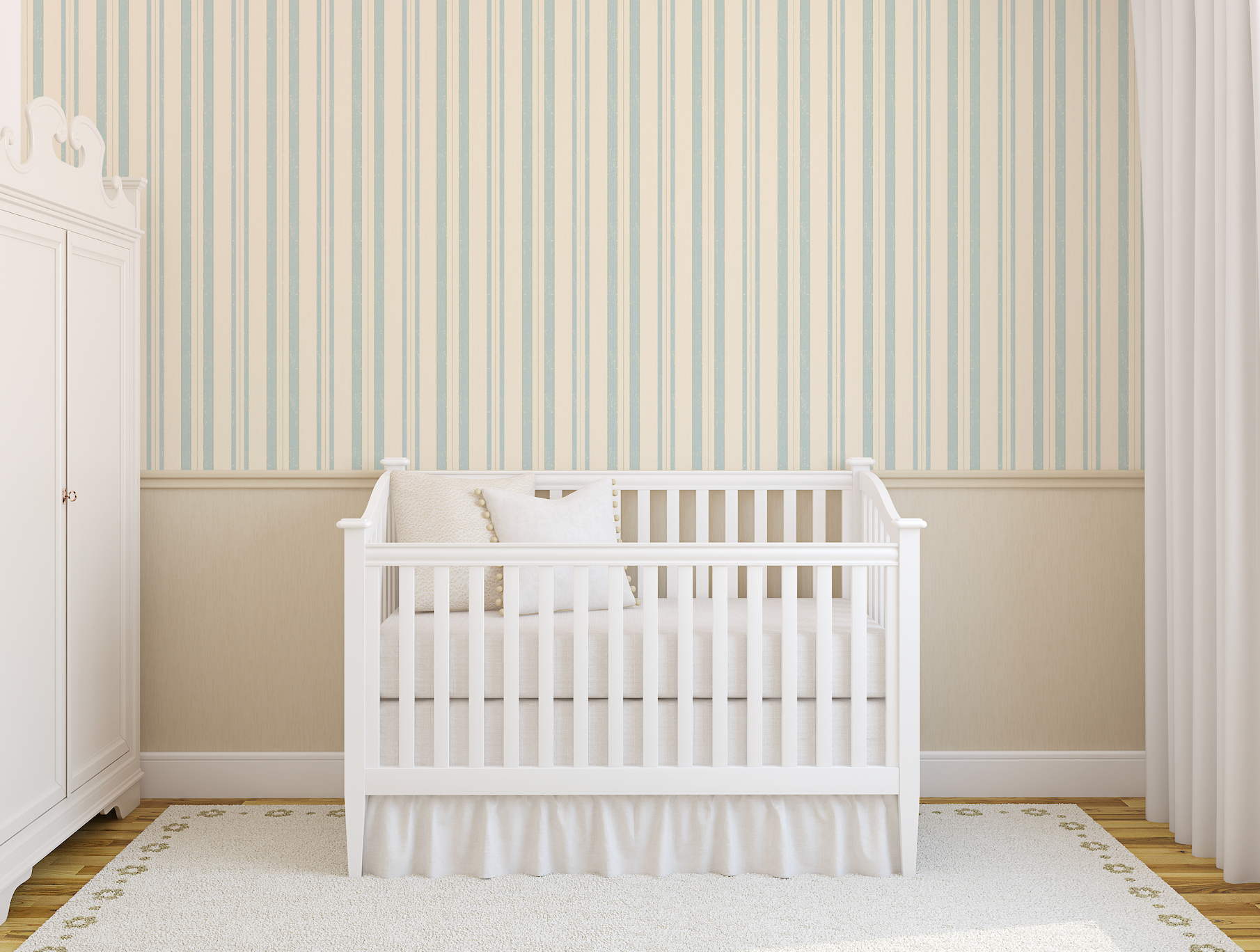 Joey Striped Removable Wallpaper in Light Blue & Cream
