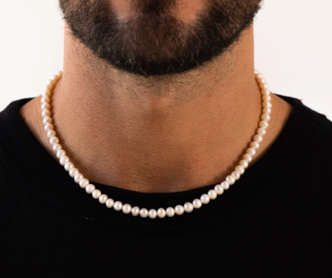 Unisex Faux Pearl Beaded Necklace – Classic White, 22-Inch Fashion Statement