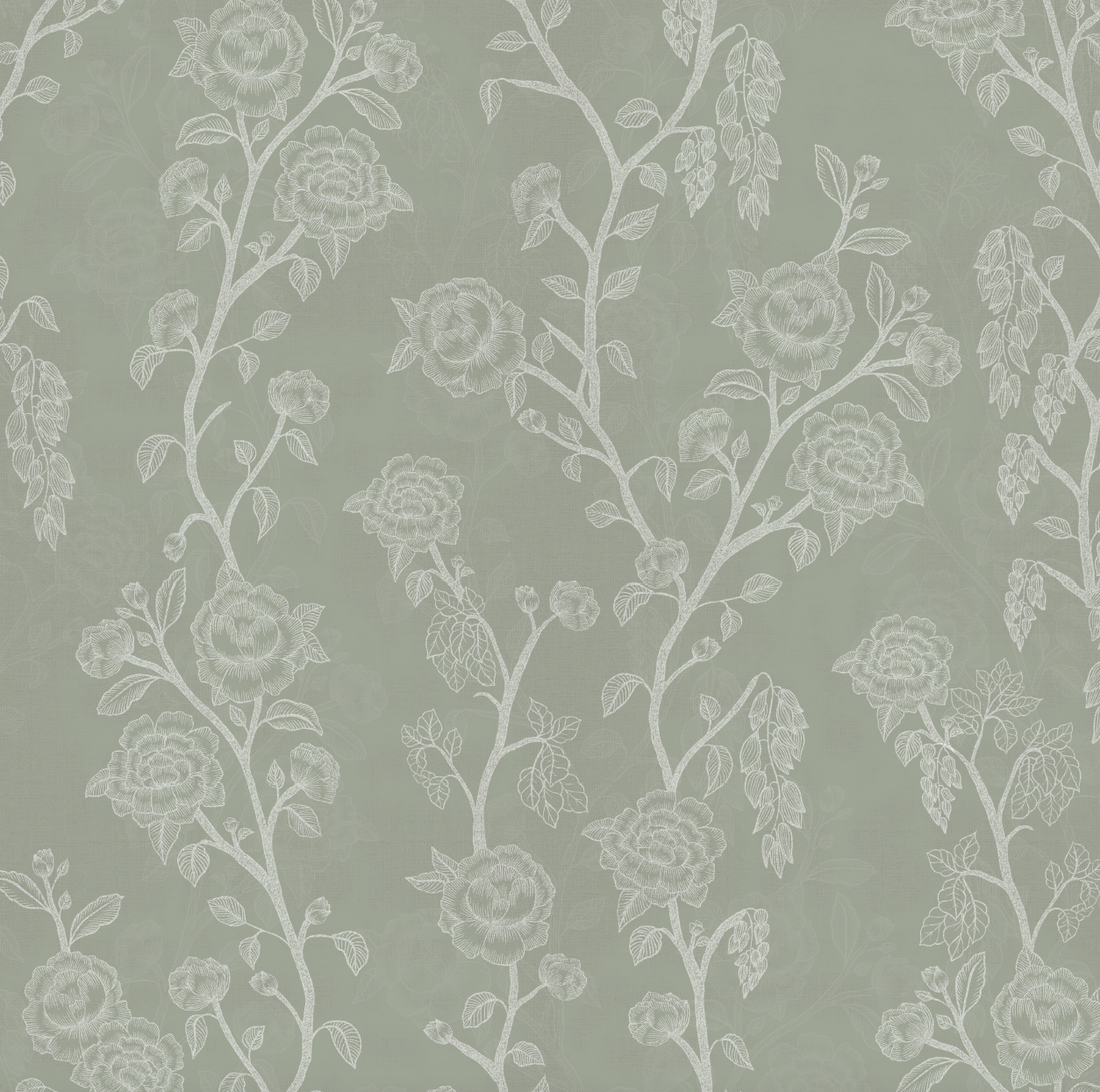 Marina Floral Removable Wallpaper in Sage-Green and Blush-Pink