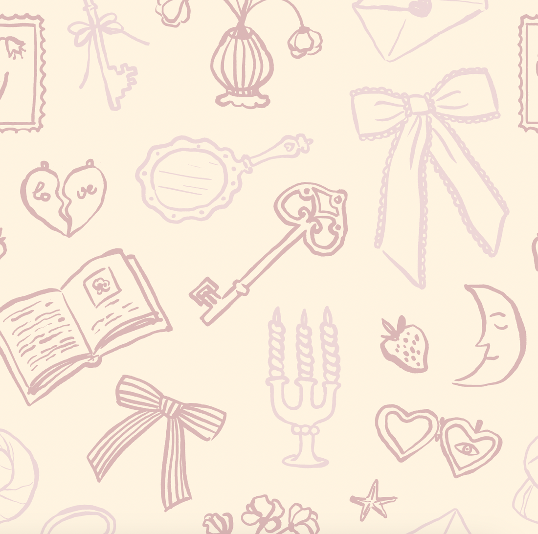 Lexi Whimsical Wallpaper in Light Blue, Cream and White