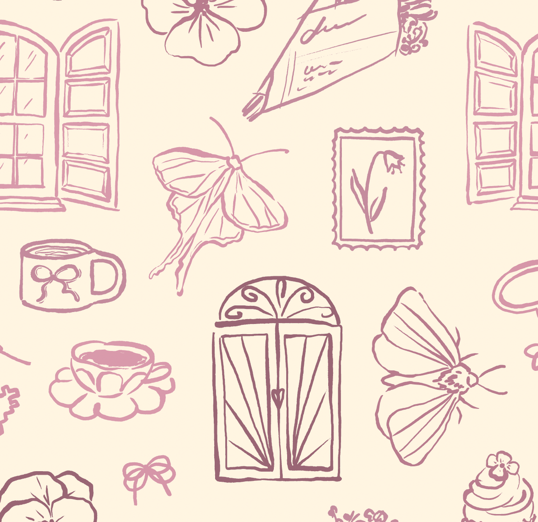 Lucille Cream and Black Removable Wallpaper Vintage Illustrative